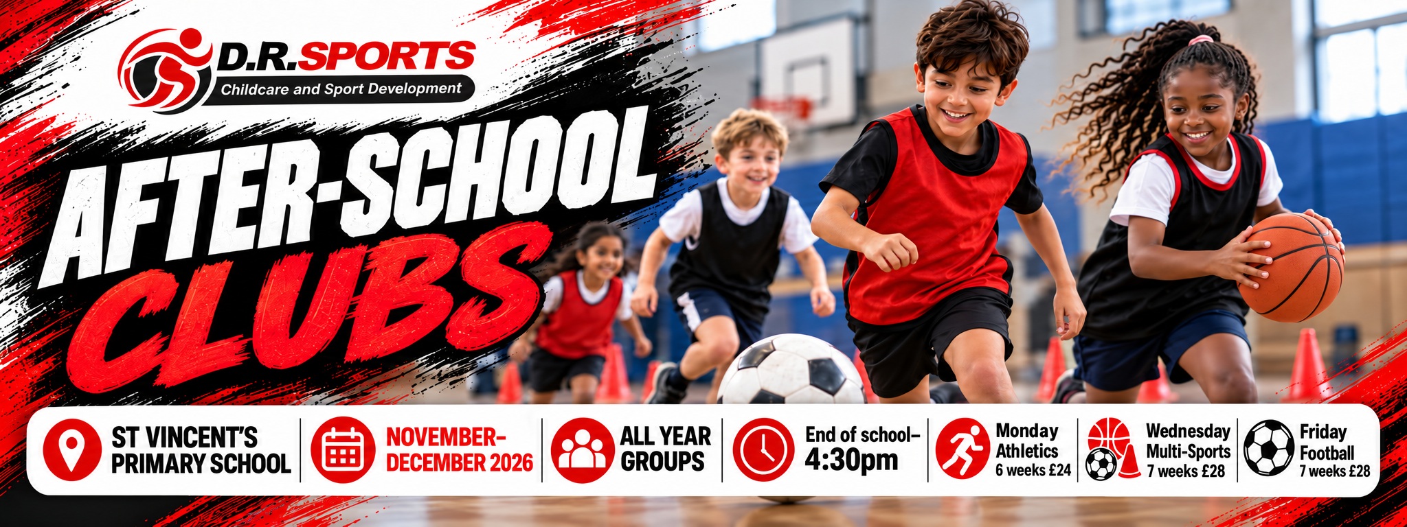 D.R Sports after-school clubs at St Vincent’s Primary School – November–December 2026, all year groups