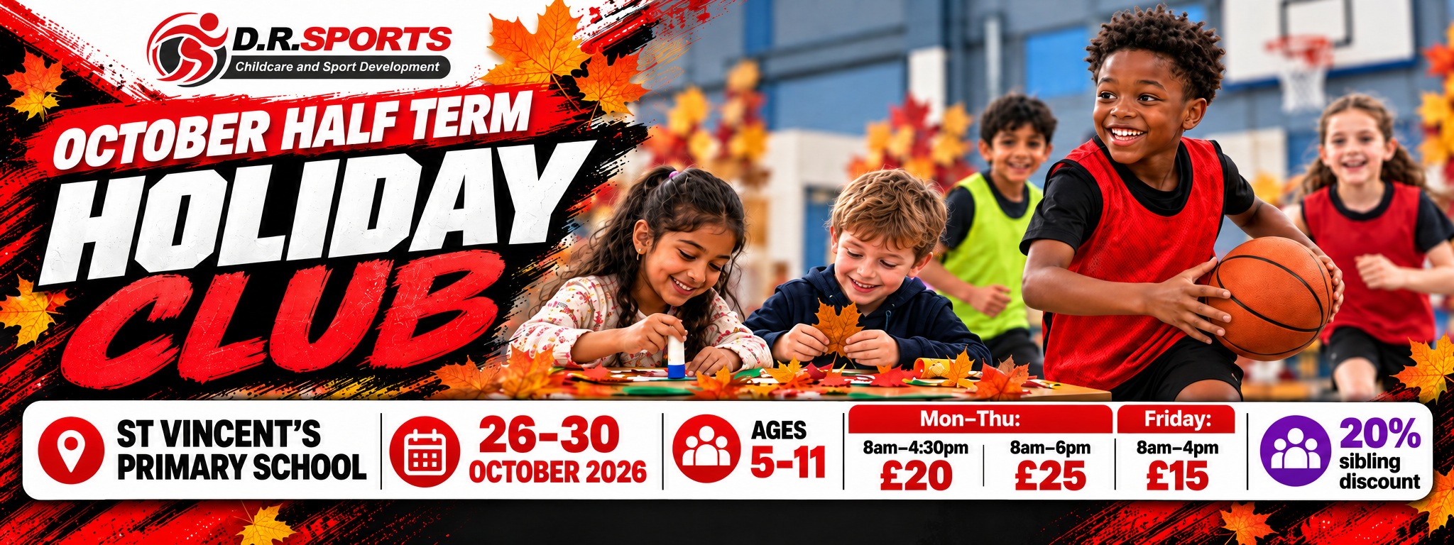 St Vincent’s October Half Term Holiday Club, 26–30 October 2026, ages 5–11