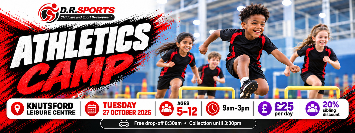 Athletics Camp, Knutsford Leisure Centre, Tuesday 27 October 2026, ages 5–12